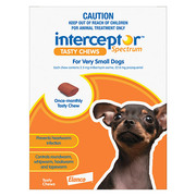 Interceptor Spectrum Chews For Dogs 0-4Kg (Orange) | Dog Supplies 