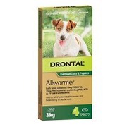 Buy Drontal Wormers Tabs For Dogs 3Kg (Green) 4 Tablets Online