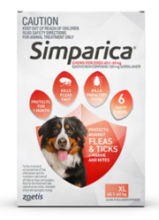 Simparica Chewables 120MG for XLarge Dogs 40.1-60KG (RED)